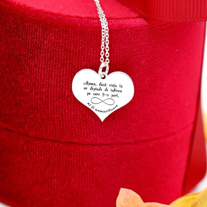 Margeluta.dincristal Inimioara colier Mama argint 925 personalizat