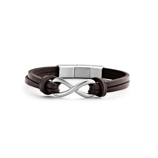 Frank 1967 Infinity bratara barbati piele maro 20 cm