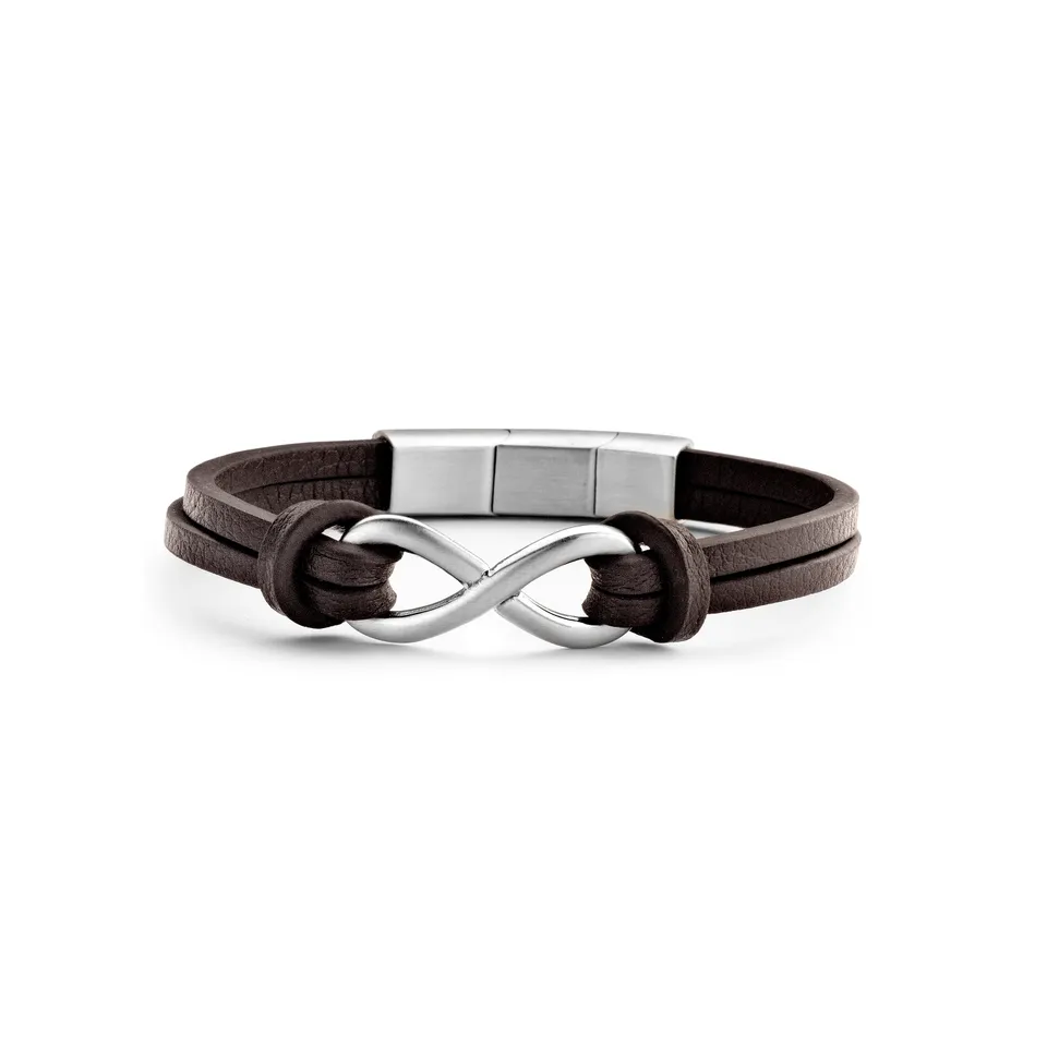 Frank 1967 Infinity bratara barbati piele maro 20 cm