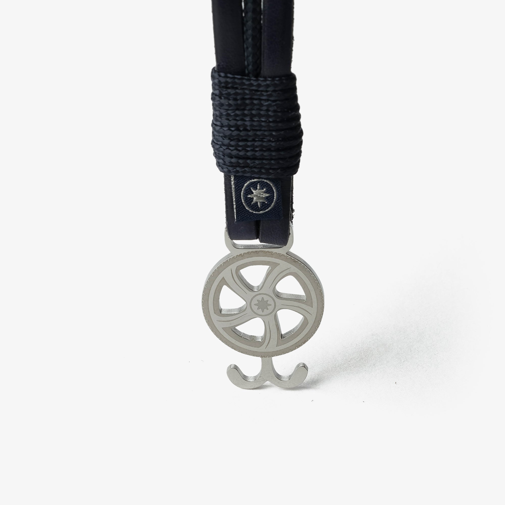 Old Skipper Sailor's Solace Wheel brațară piele bleumarin