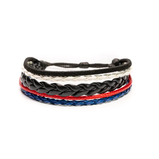 CrisFeather THC bratara piele unisex albastru-rosu reglabila