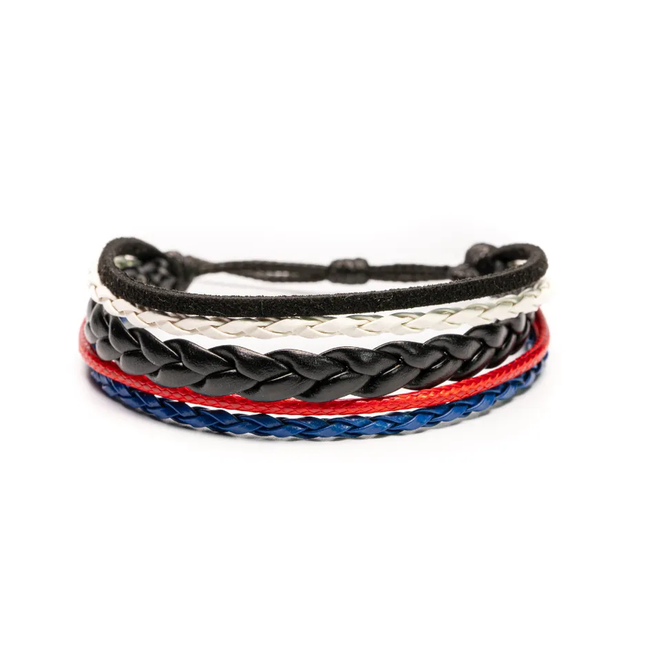 CrisFeather THC bratara piele unisex albastru-rosu reglabila