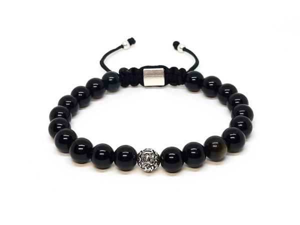 Dualstax Obsidian Argint bratara obsidian negru 8mm