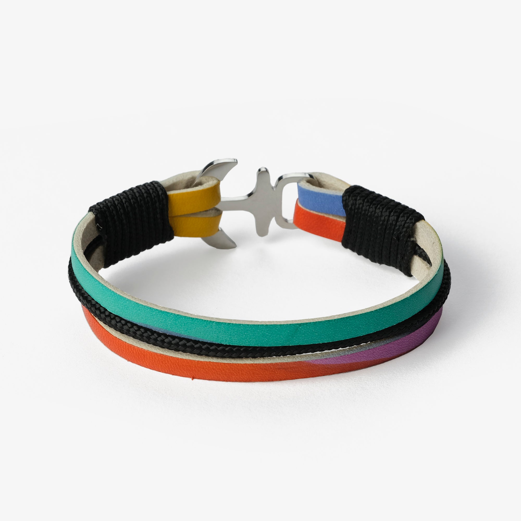 Old Skipper Pride bratara piele multicolor ancora