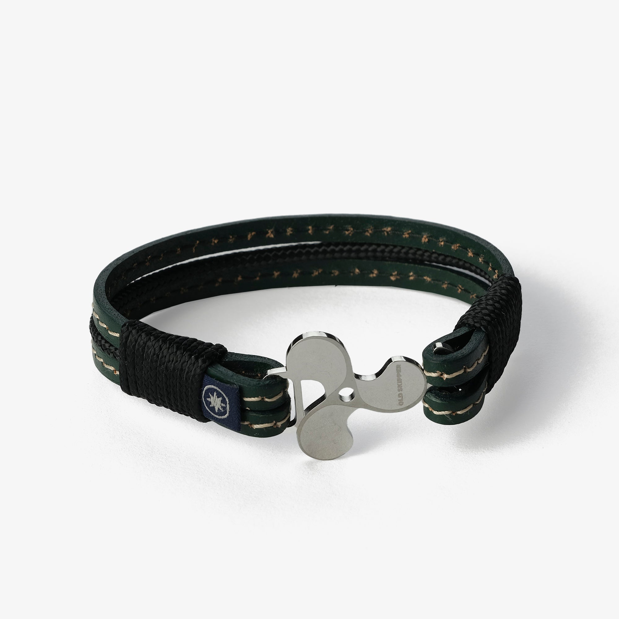 Old Skipper Enchanted Forest bratara piele verde-neagra