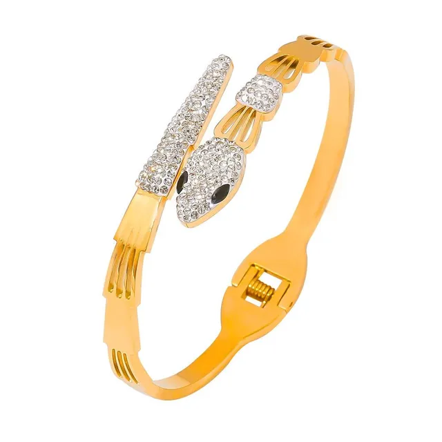 Rafini Serpent Glow brățară placată aur 18K