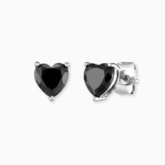 Engelsrufer Shiny cercei inimă argint zirconia negru