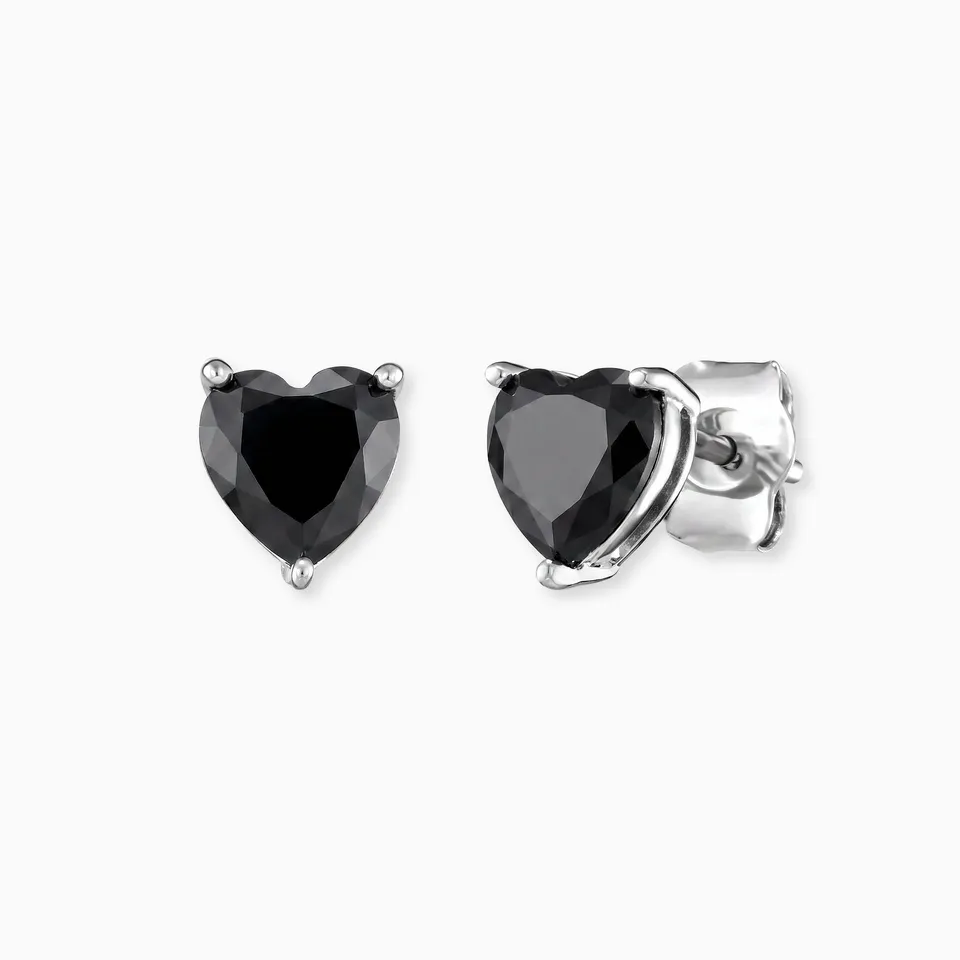 Engelsrufer Shiny cercei inimă argint zirconia negru
