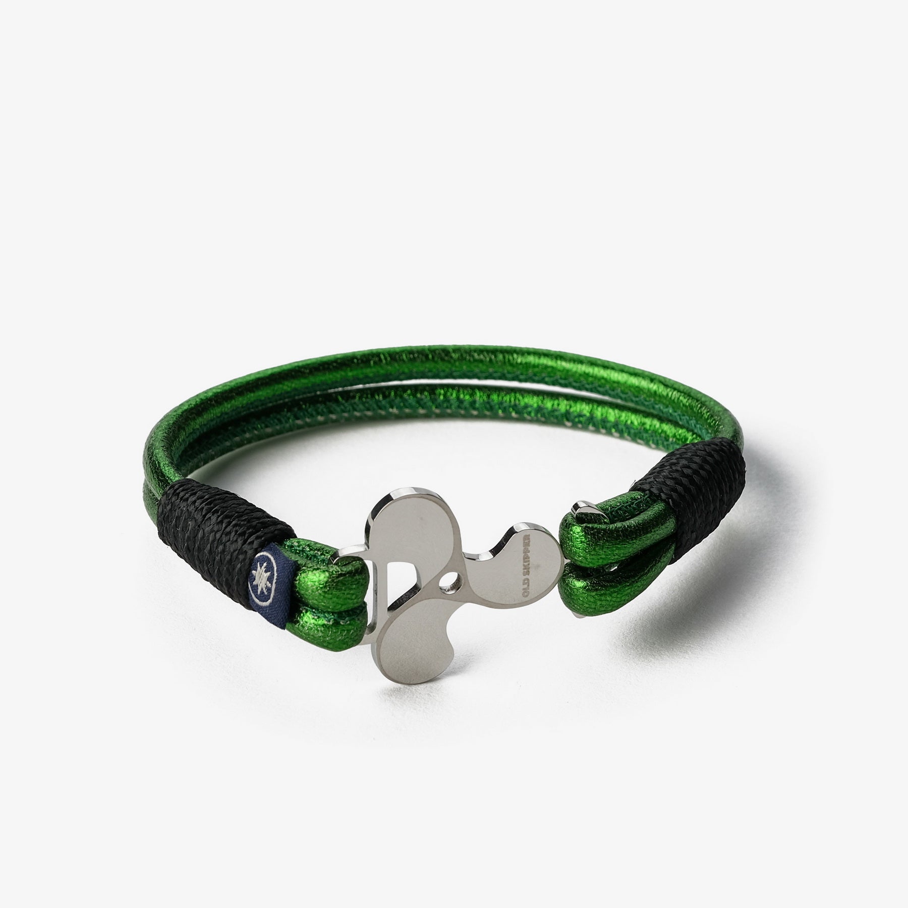 Old Skipper Emerald Sea brățară piele verde metalizat ancoră