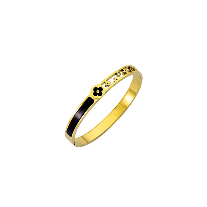 Rafini Black Clover Gold Stars bratara aurie trifoi negru