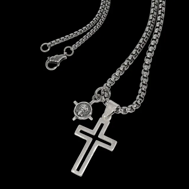 Dualstax Iisus si Cruce colier argint 925 lant 60cm