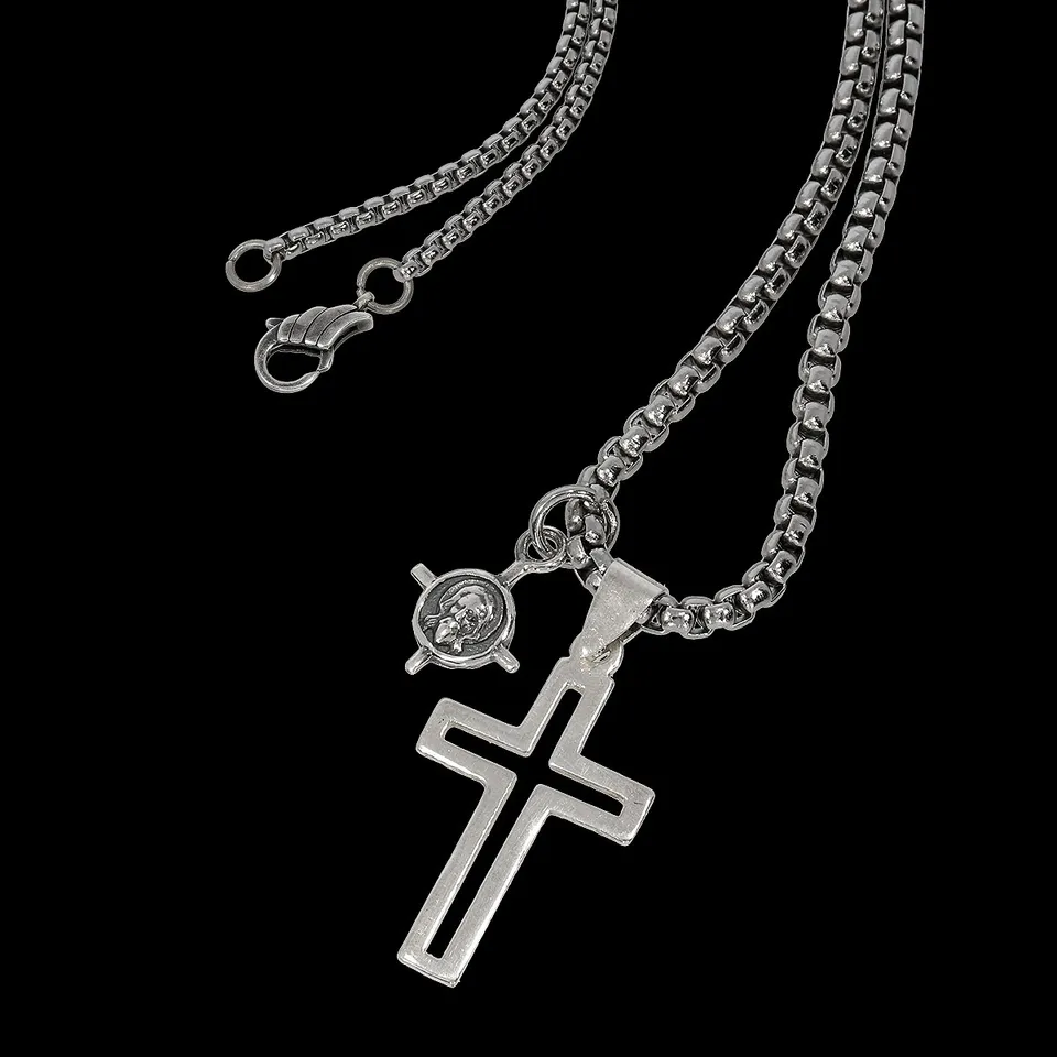 Dualstax Iisus si Cruce colier argint 925 lant 60cm