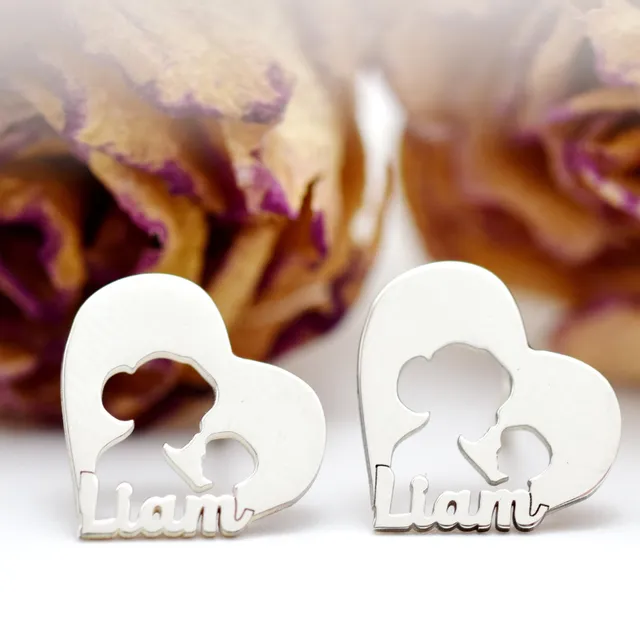 Margeluta.dincristal Mami si bebe cercei surub argint 925 personalizati