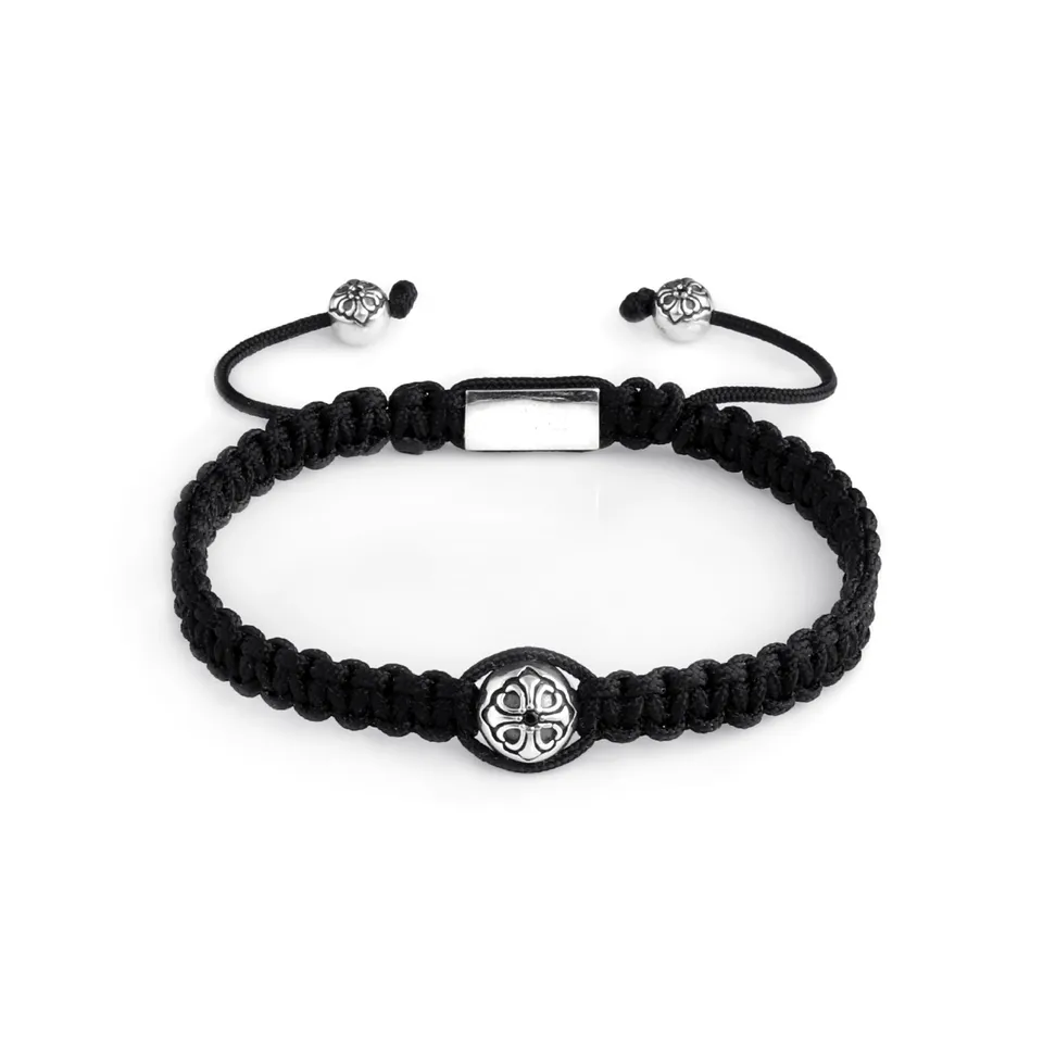 Dualstax Macrame bratara argint cruce snur