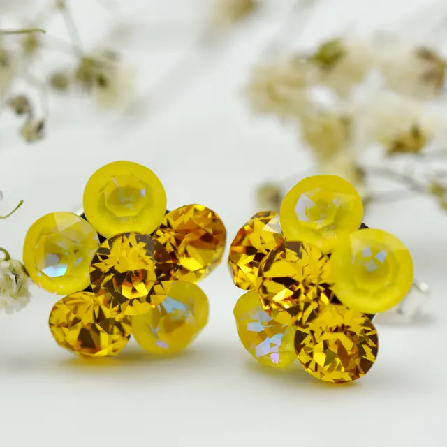 Mărgeluța Big Chaton Flower cercei Swarovski șurub