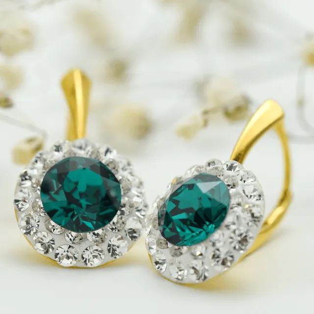 Margeluta.dincristal Chaton Regal cercei Crystal Emerald aur