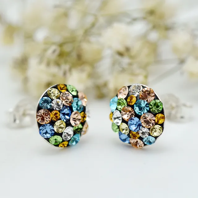 Margeluta.dincristal Chaton Ball Multicolor cercei surub argint
