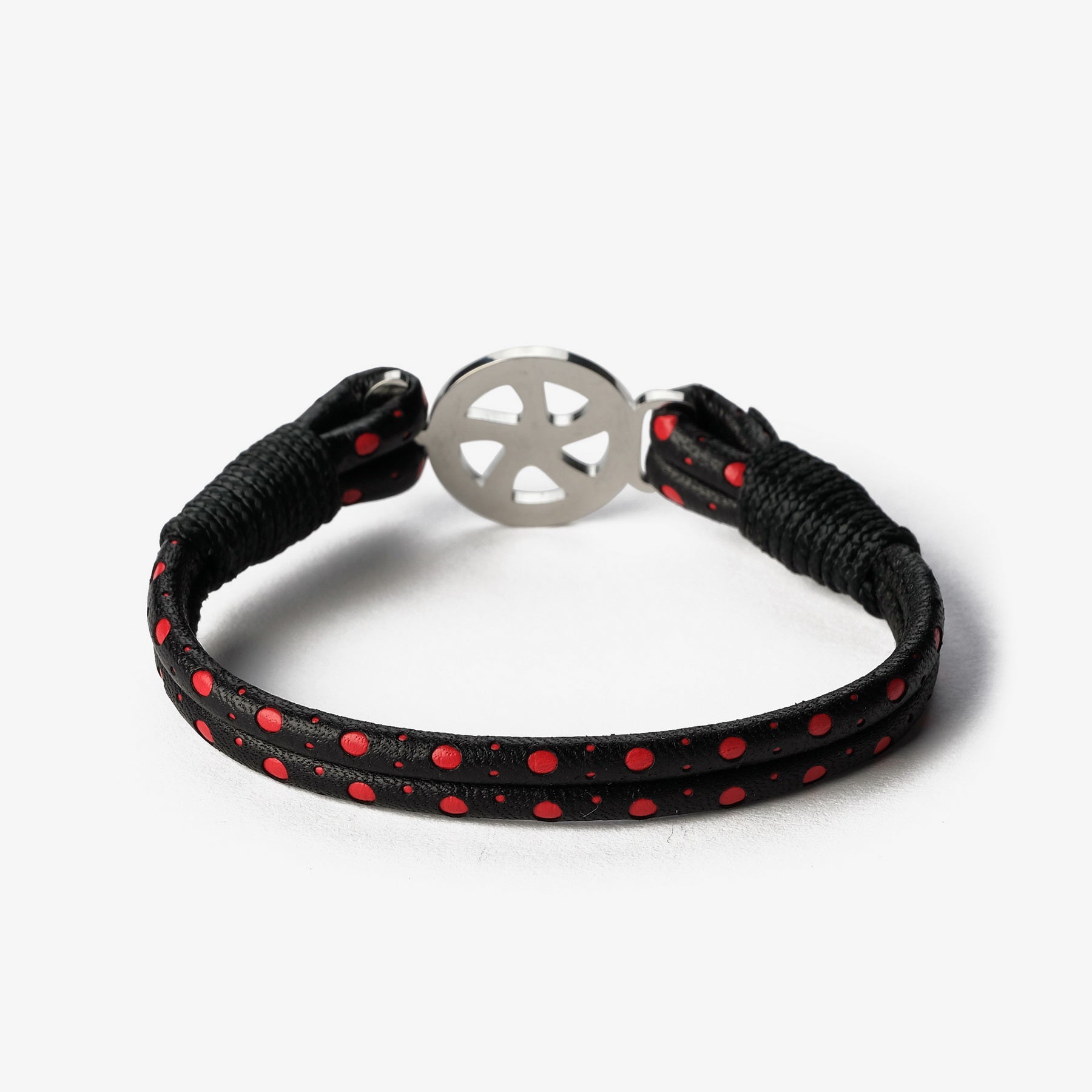Old Skipper Red Intarsia bratara piele roata negru-rosu
