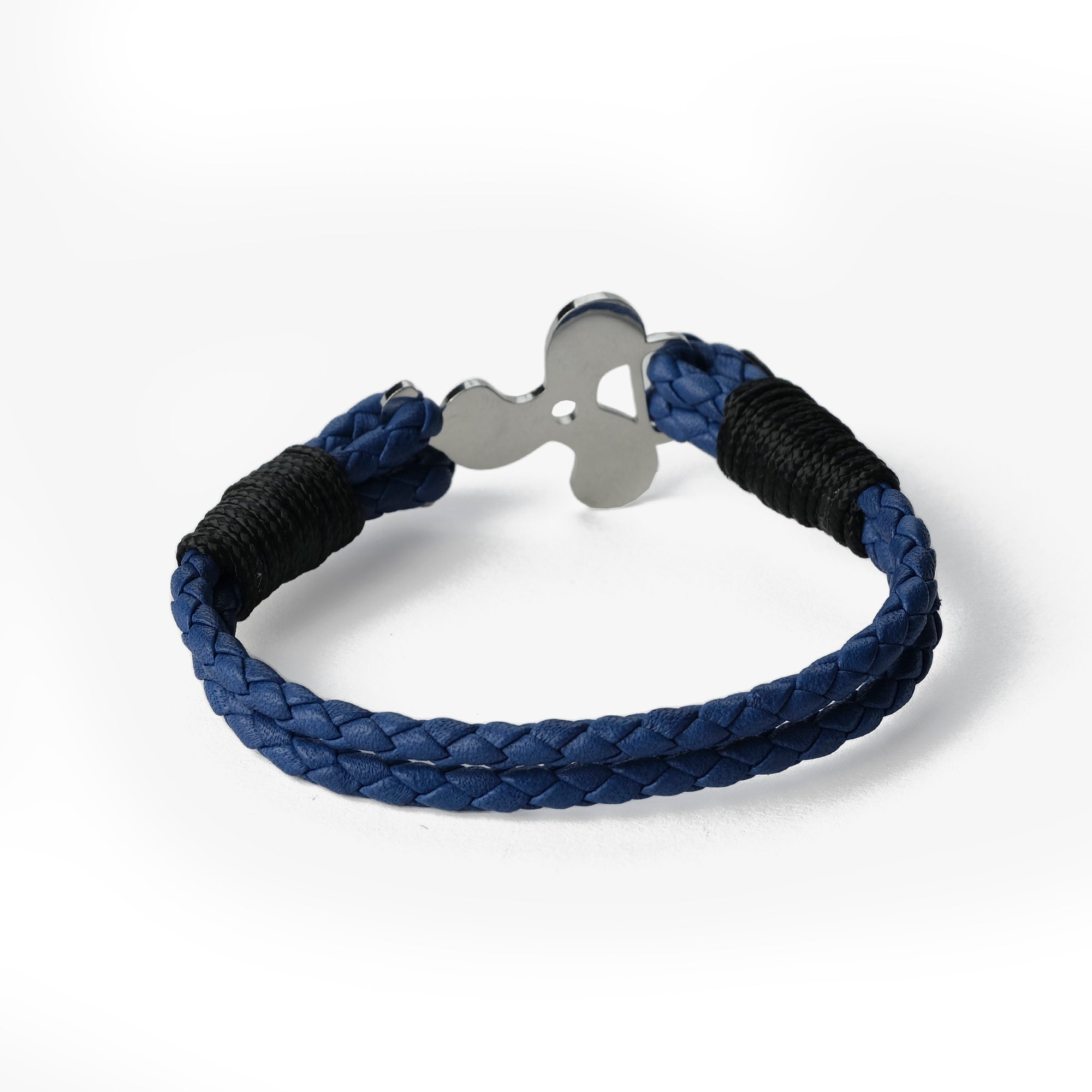Old Skipper Blue Wave Braided Nappa brățară piele elice albastru