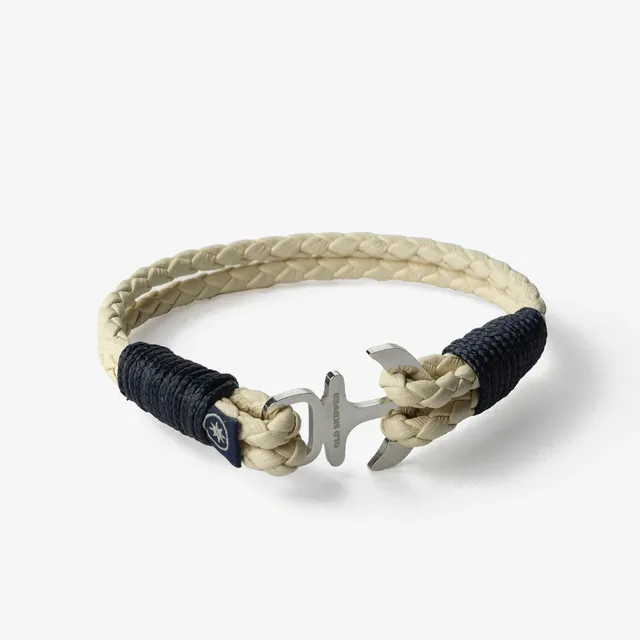 Old Skipper Sea Spray brățară piele împletită ancoră 18cm