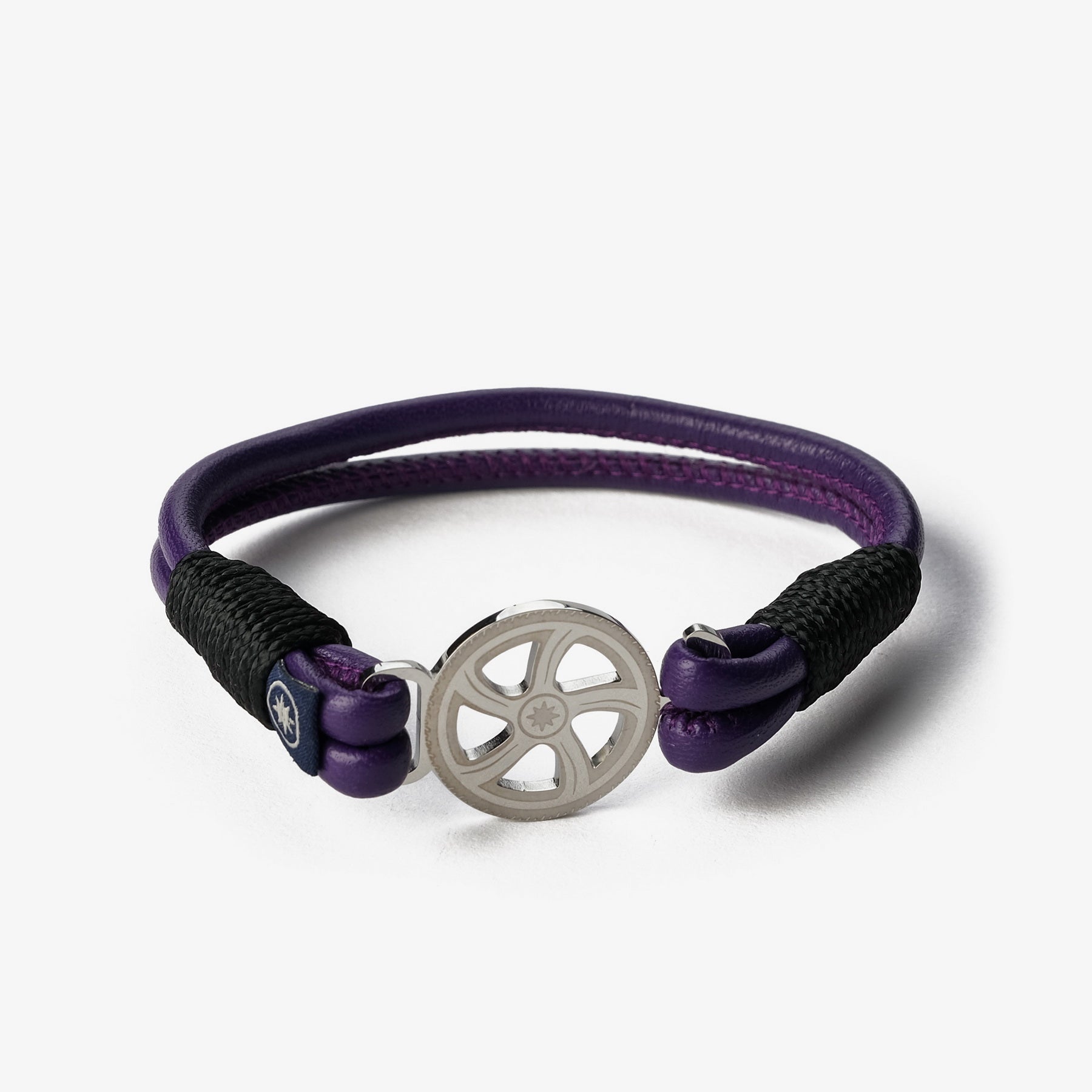 Old Skipper Royal Amethyst brățară piele mov ancoră argint