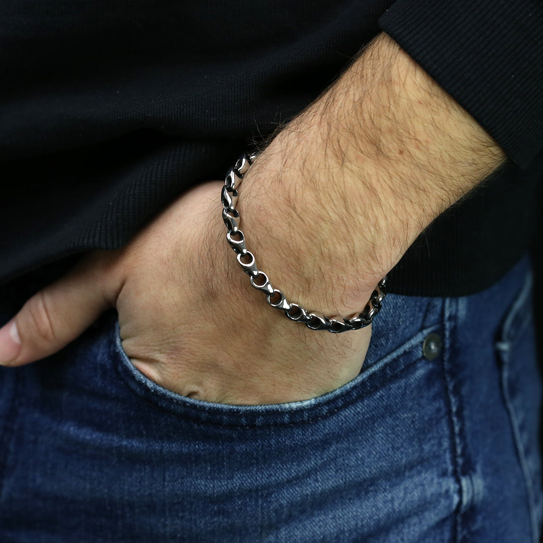 Frank 1967 Chain brățară lanț oțel argintiu