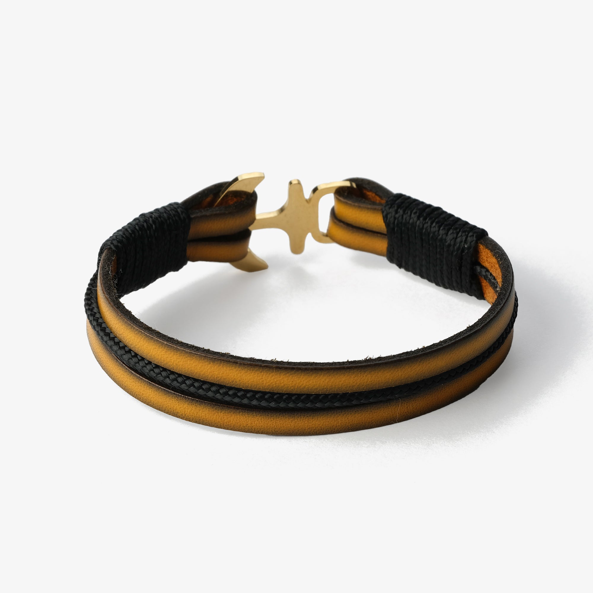 Old Skipper Royal Bee bratara piele galben-negru ancora