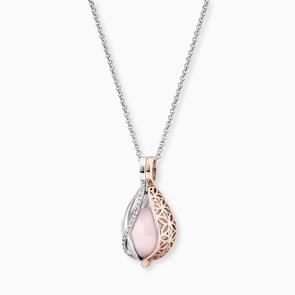 Engelsrufer Himmelsträne Bicolor colier argint cuarț roz zirconia