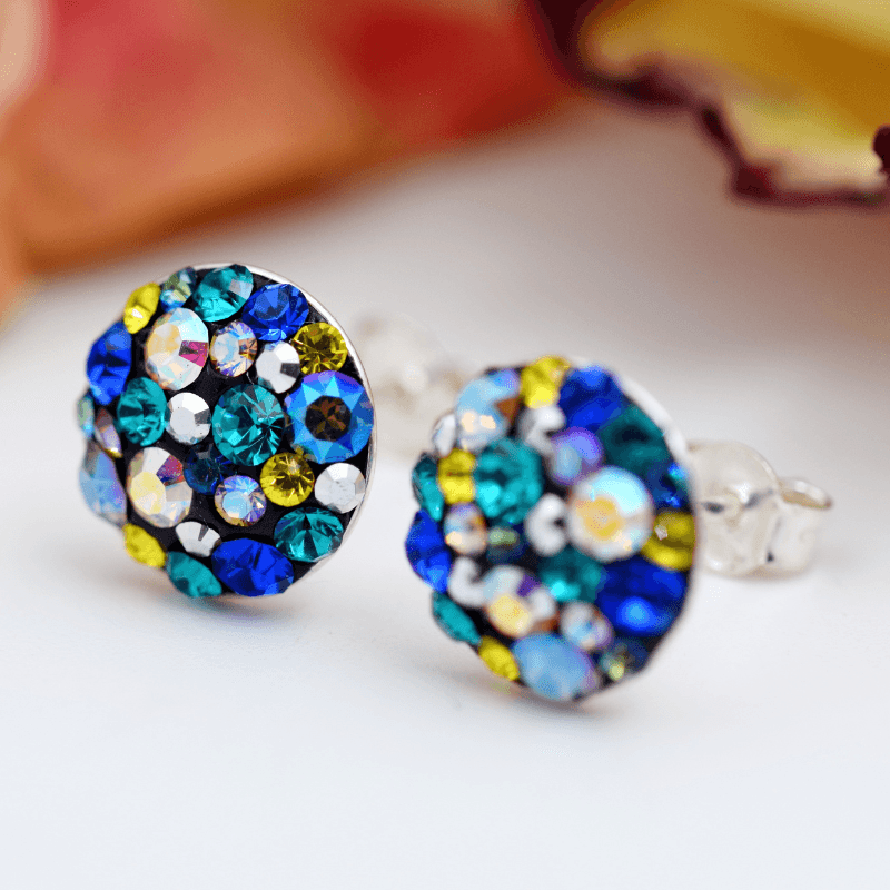 Margeluta.dincristal Chaton Ball cercei multicolor argint 925