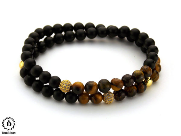 Dualstax No.14 bratara onix mat tiger eye 6mm