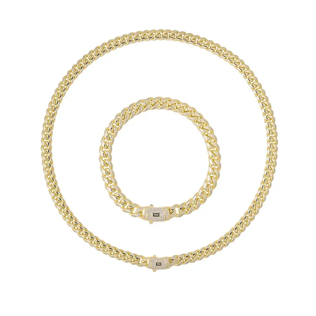 Rafini Monaco 8mm set colier + brățară aur 14K
