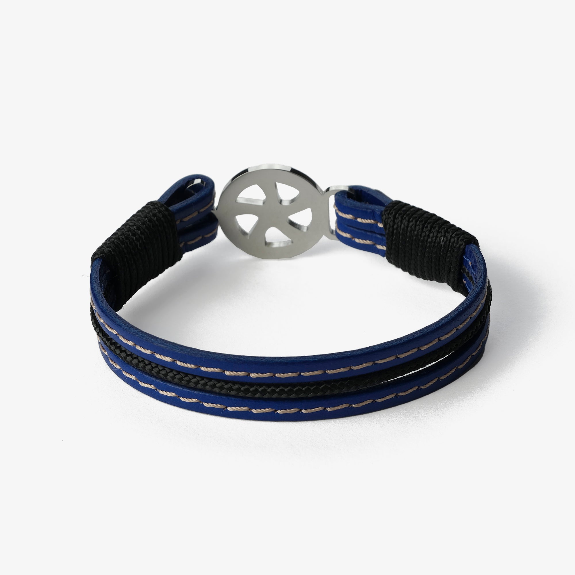 Old Skipper Azure Waters brățară piele albastră cu cârmă