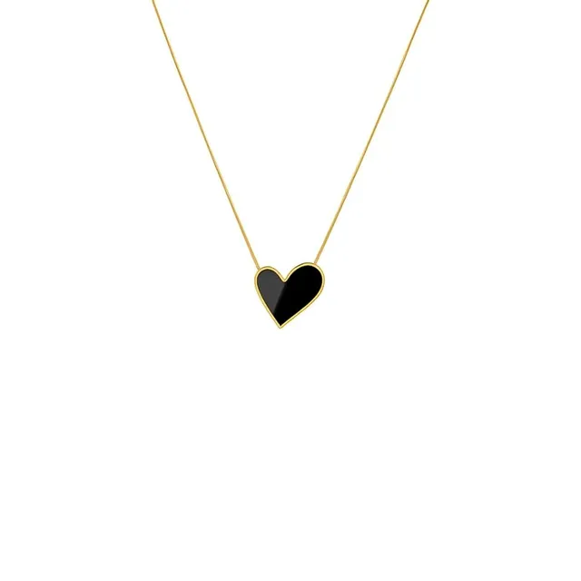 Rafini Midnight Heart lantisor placat aur 18K