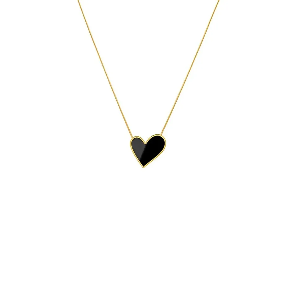 Rafini Midnight Heart lantisor placat aur 18K