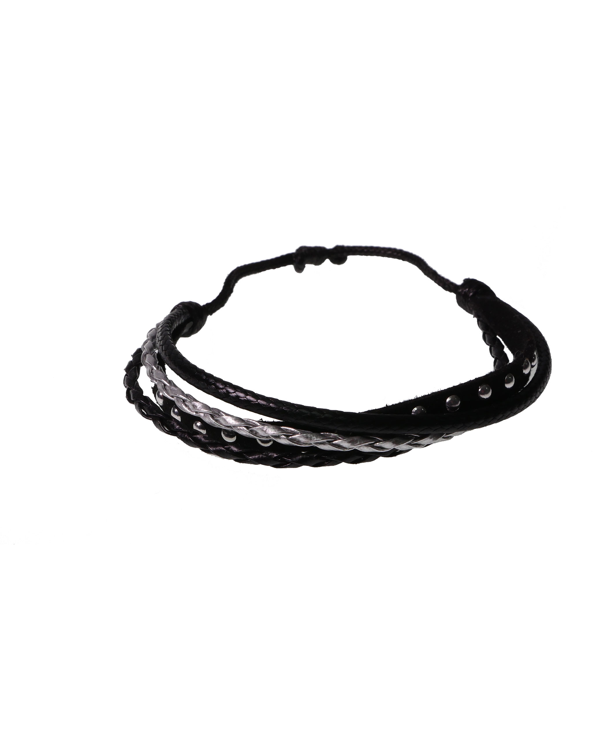 CrisFeather MagicSpot brățară piele negru-argintiu