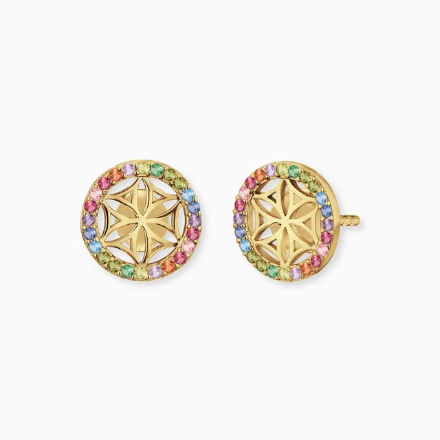 Engelsrufer Lebensblume cercei aurii zirconiu multicolor
