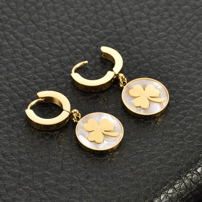 Rafini Golden Clover cercei placati aur 18K