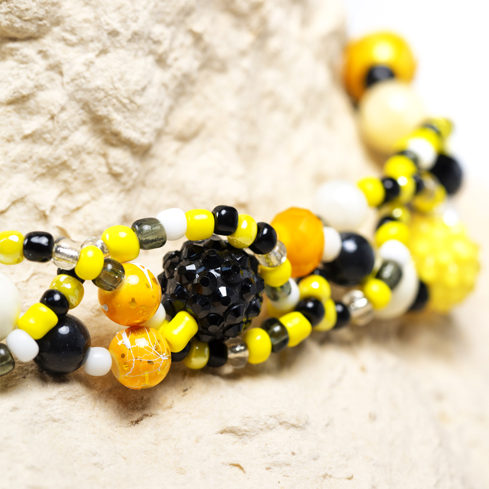 CrisFeather Yellow Surprise colier mărgele galben-negru
