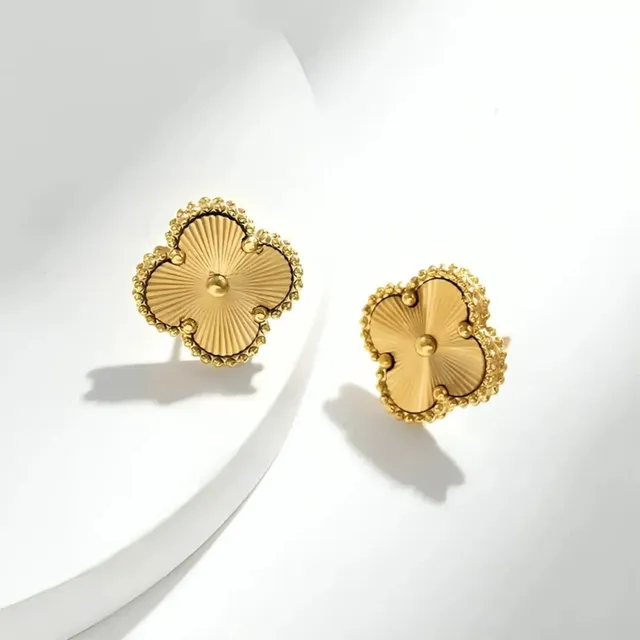 Rafini Royal Clover cercei trifoi placati aur 18K