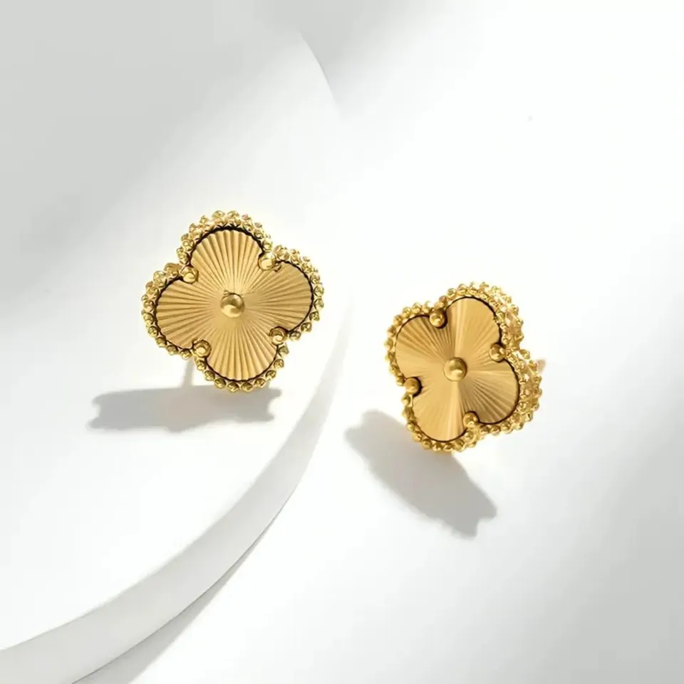 Rafini Royal Clover cercei trifoi placati aur 18K