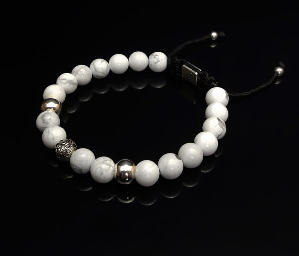 DualStax Howlite Argint brățară howlit alb 8mm