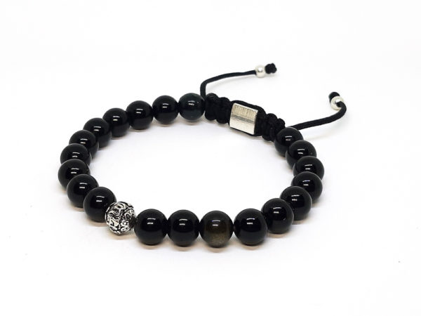 Dualstax Obsidian Argint bratara obsidian negru 8mm
