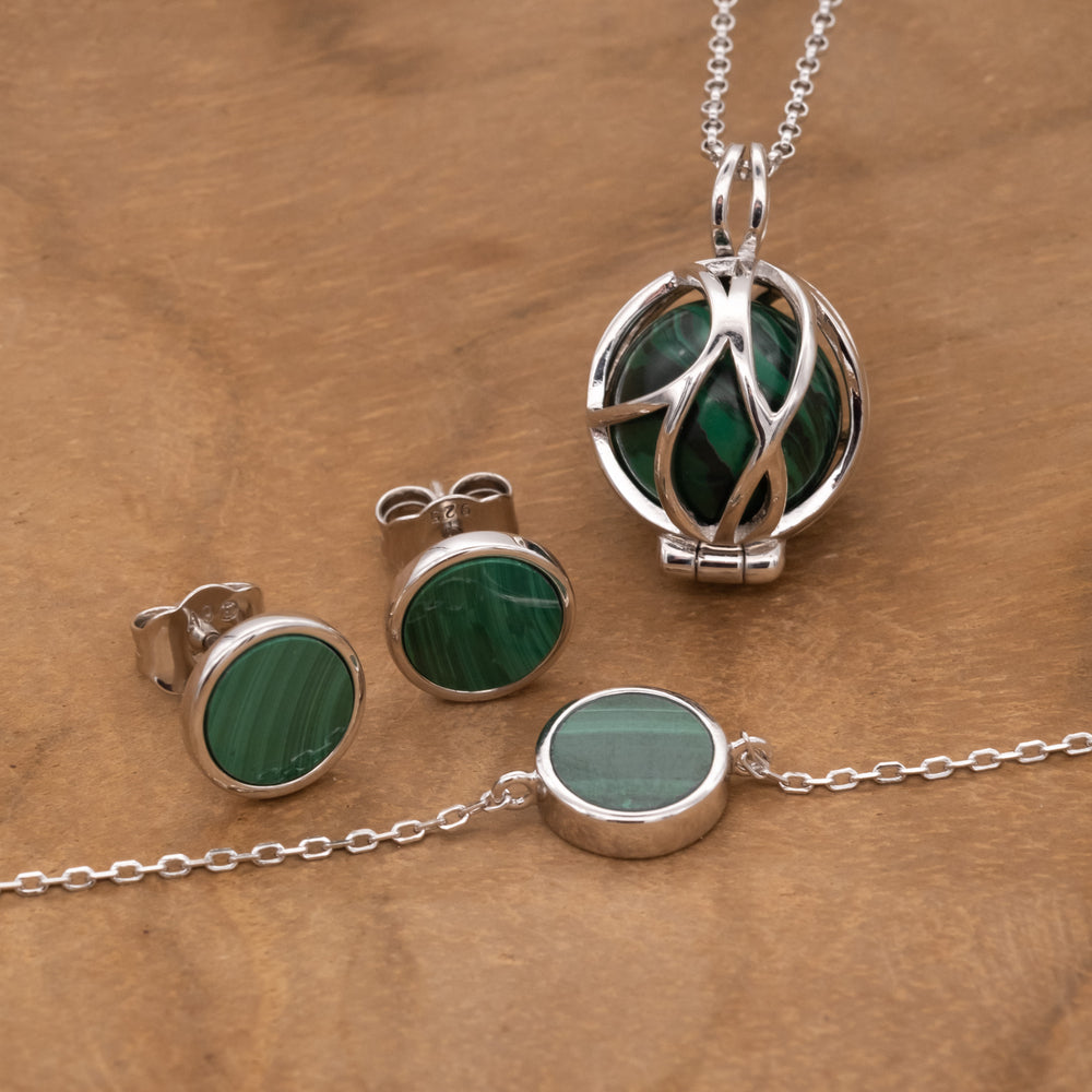 Engelsrufer Powerful Stone cercei argint malachit verde