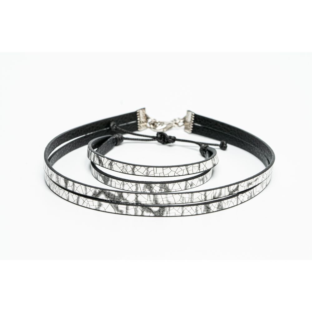 CrisFeather Winter White set choker + brățară negru
