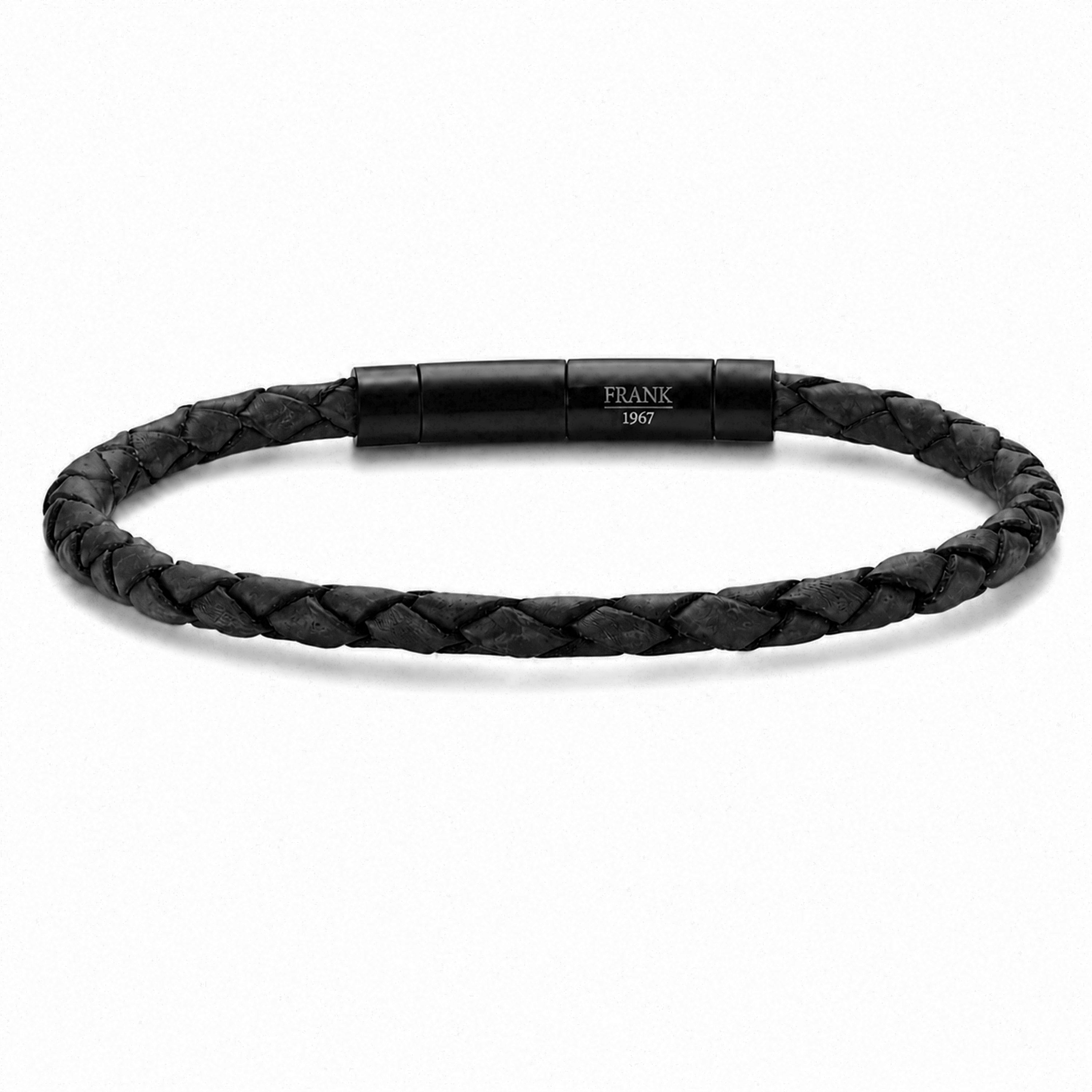 Frank 1967 Thin Braided bratara piele maro subtire