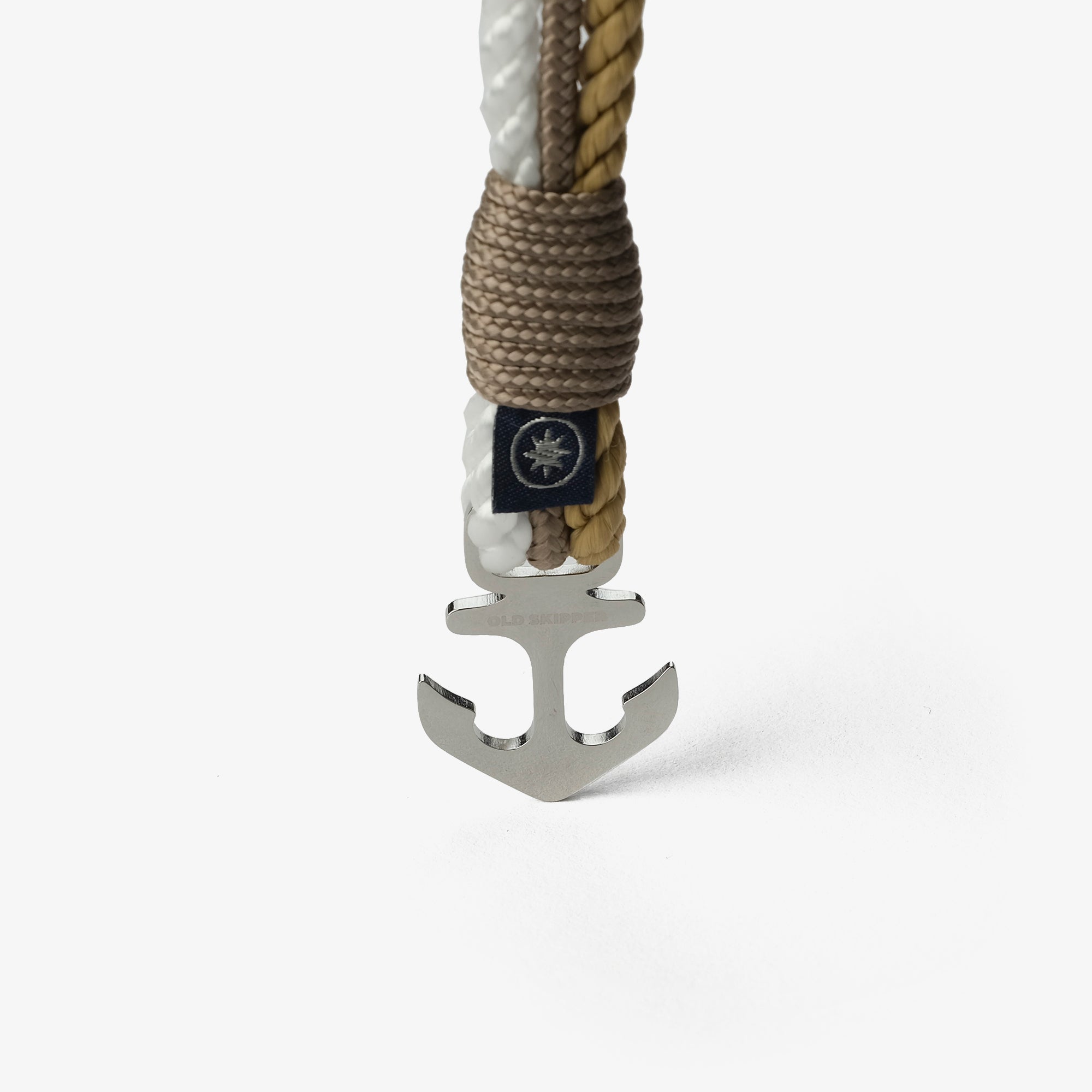 Old Skipper Seafarer's Fusion bratara snur bej-alb ancora
