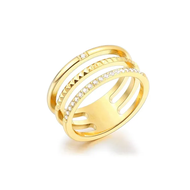 Rafini Triple Love inel auriu marimea 7-8 placat 18K