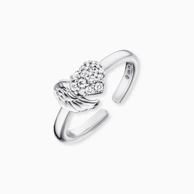 Inel Engelsrufer Herzflügel argint 925 zirconia inimă