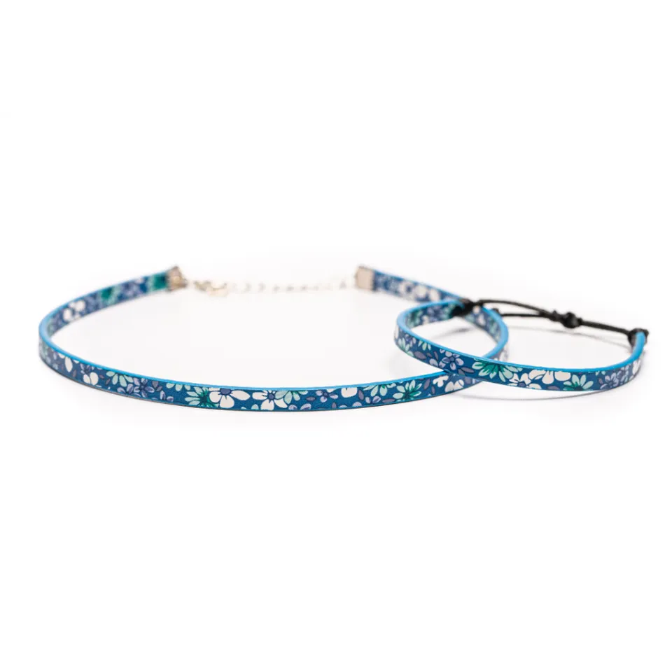 CrisFeather Blue Illy set choker brățară floral bleu