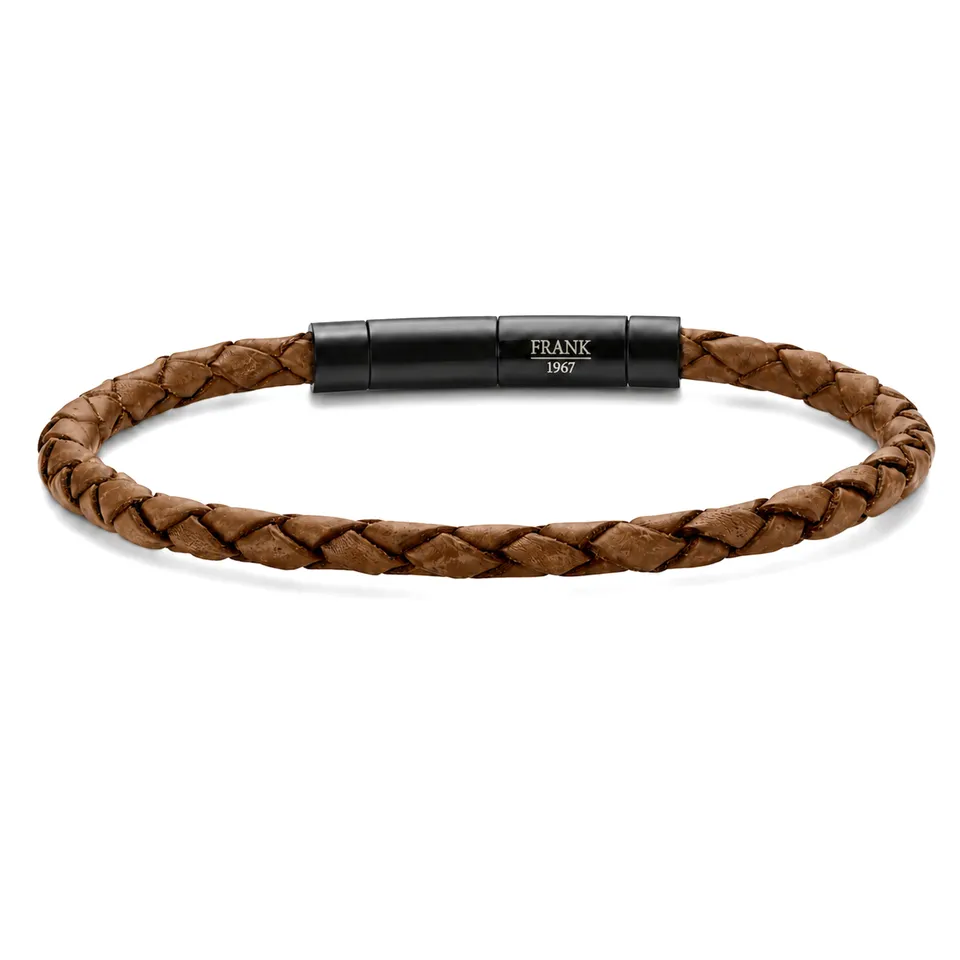 Frank 1967 Thin Braided bratara piele maro subtire